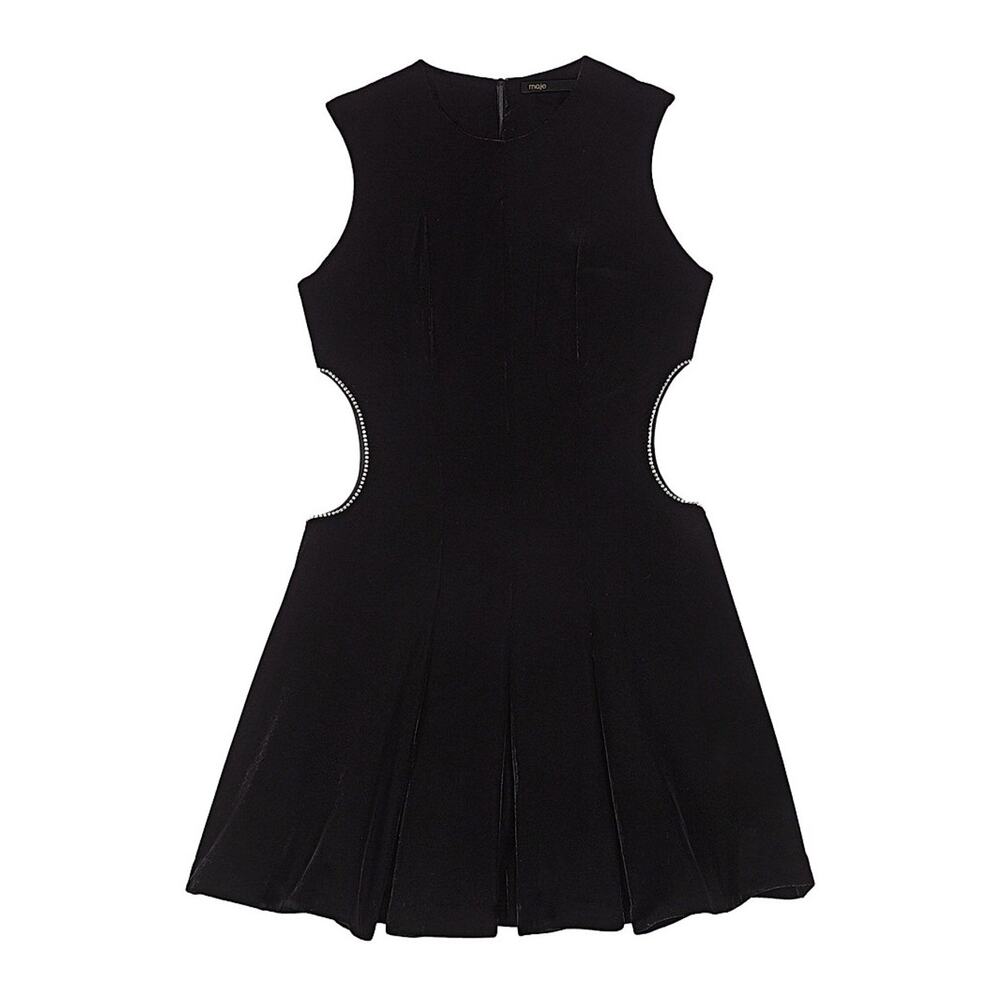 Maje Sleek Black Velvet Mini Dress Size 36 NWT